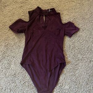 charlotte rouse size S purple velour bodysuit